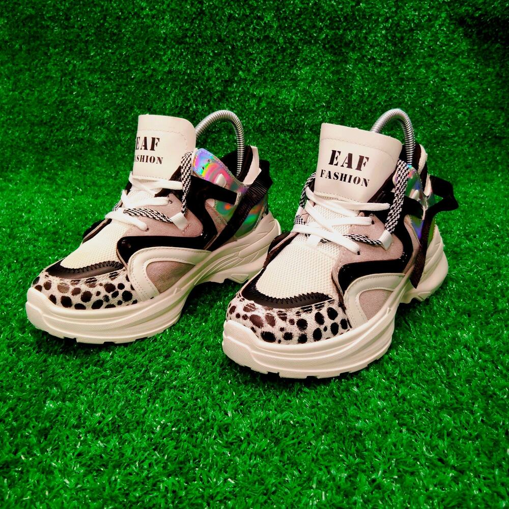 CLF Chilifeng Fashion Sneakers Shoes Womens Multicolored Leather Comfort Lace Up